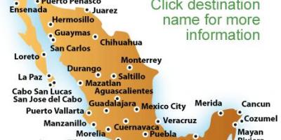 Mapa pláží v Mexiku