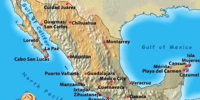 Mexiko prázdninových destinací mapě