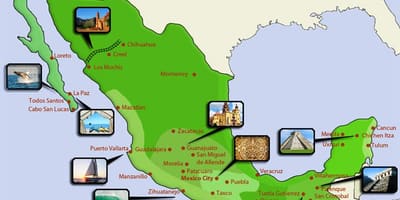 Turistická mapa Mexika