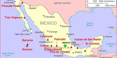 Mapa Mexika sopky