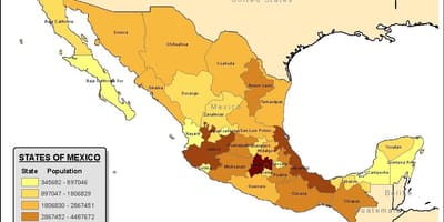 Mexiko mapa obyvatelstva