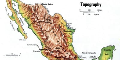 Mexiko topografické mapy